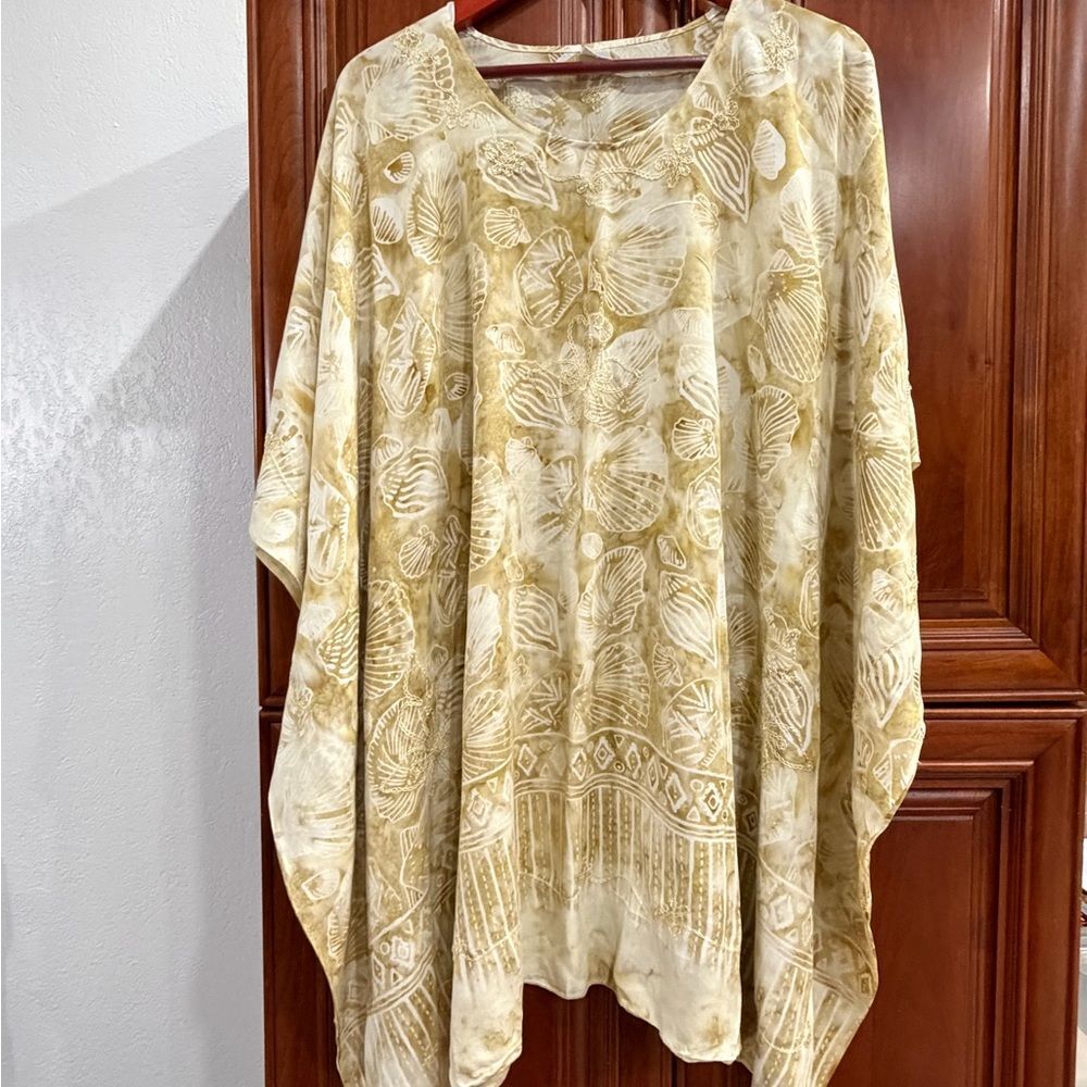 Island Planet Sheer Beach Cover Up Kaftan One Size Rayon Boho - Picture 2 of 12